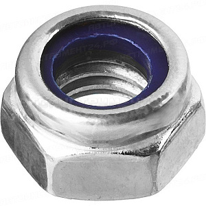 Гайка DIN 985 с нейлоновым кольцом, M6, 5 кг, кл. пр. 6, оцинкованная, ЗУБР